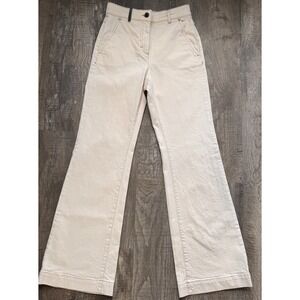 Perserico High Rise Wide Leg Pants Stretch Womens Size 38/US 2 Cream Italy Made